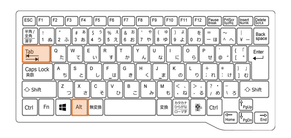 Windowsノート_アクティブ画面の切り替え_ショートカット