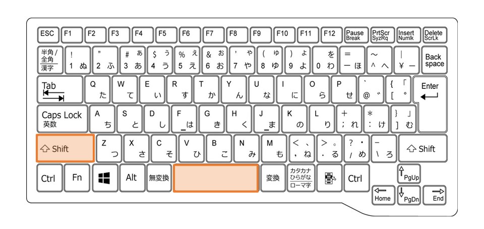 Windowsノート_行の選択_ショートカット