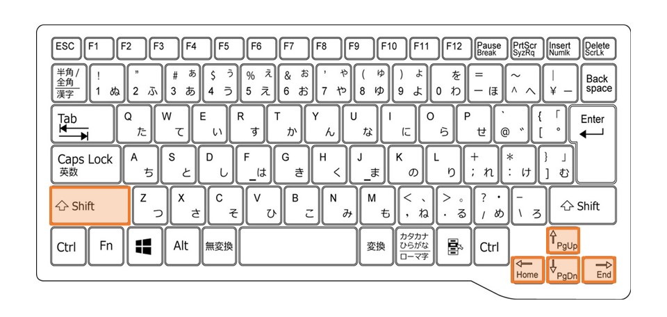 Windowsノート_セル選択_ショートカット