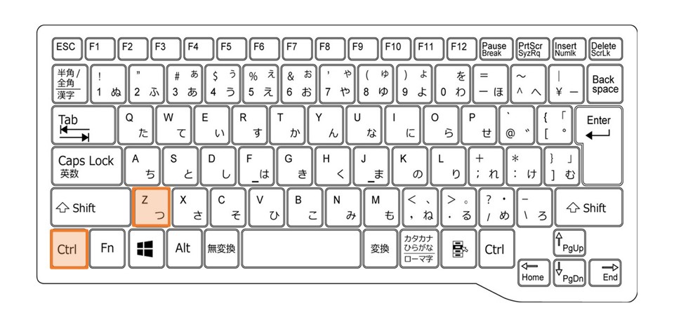 Windowsノート_元に戻す_ショートカット