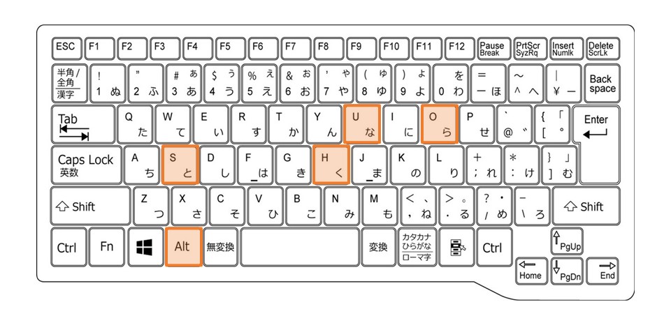 Windowsノート_シートの非表示_ショートカット